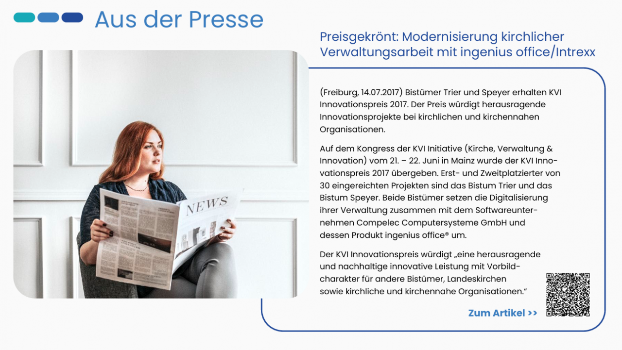 Bistümer Trier und Speyer erhalten KVI Innovationspreis 2017. 